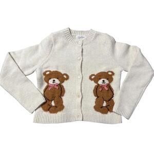 Jessica Simpson Teddy Bear Knit Cardigan XS – Soft Cream Stretchy Button Front